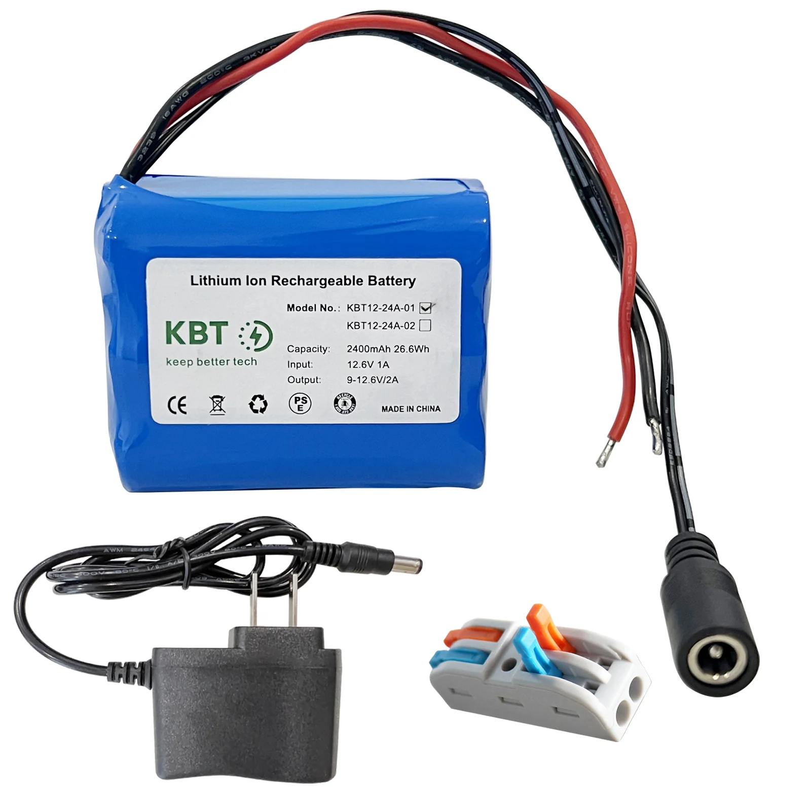 11.1V 2400mAh Li-ion Battery Pack with Bare Leads