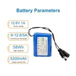 11.1V 5200mAh Li-ion Battery Pack with DC5521 Male Output and 12V Charger for CCTV, LED Lighting and OEM/ODM Projects