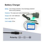 11.1V 5200mAh Li-ion Battery Pack with DC5521 Male Output and 12V Charger for CCTV, LED Lighting and OEM/ODM Projects