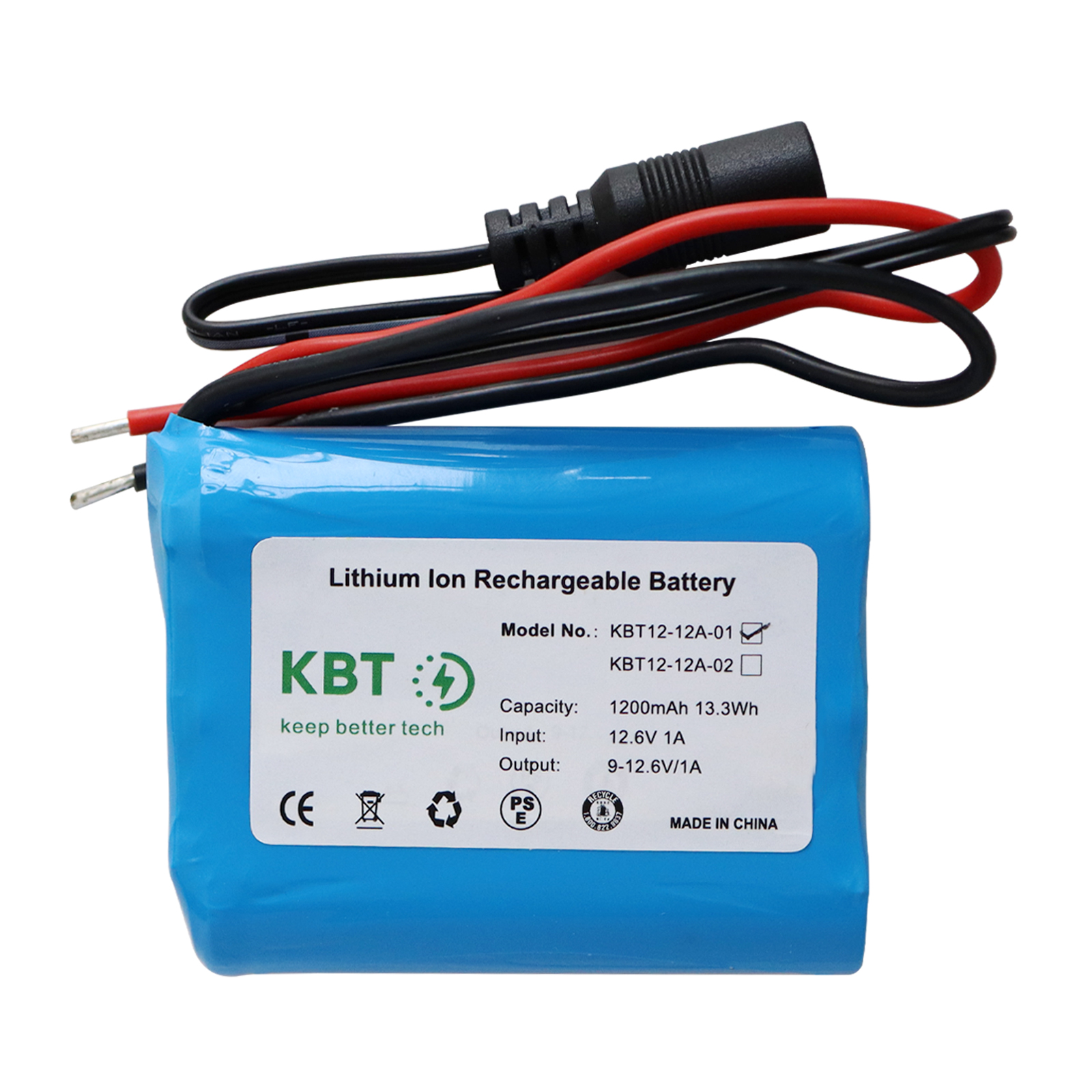 12V lithium-ion battery pack with cable