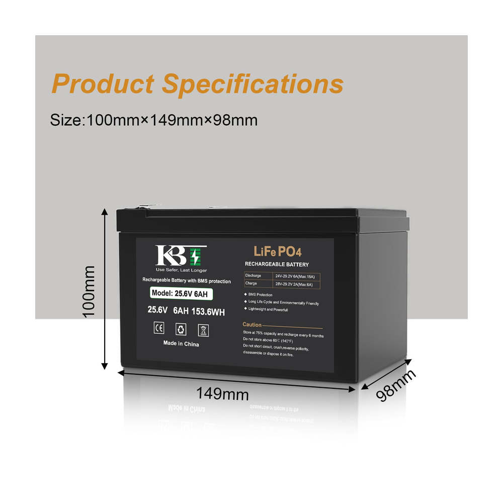 25.6V 5Ah and 6Ah LiFePO4 Deep Cycle Battery Packs with 24V Charger for OEM/ODM Replacement Projects