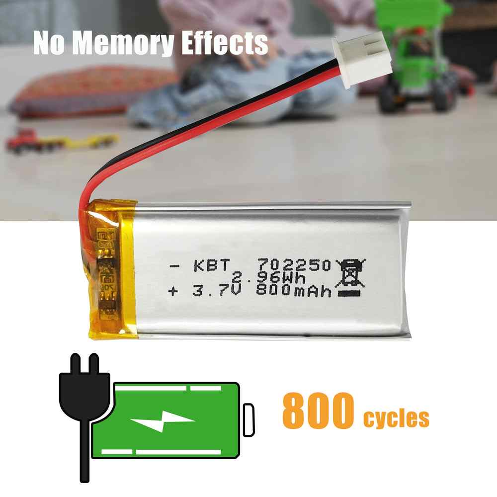3.7V 800mAh Protected Li-Polymer Battery Pack with 2.54 JST Connector