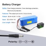 36V 5Ah 192Wh LiFePO4 Battery Pack with 10A BMS, Charger and DC5521 Connector