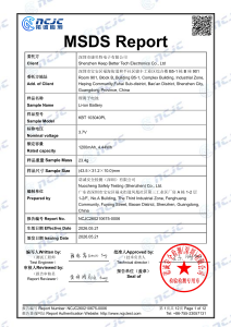 MSDS report of Li-ion battery 103040