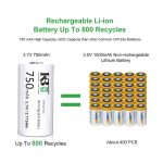 3.7V 750mAh Li-ion 16340（CR123A）Rechargeable Battery for Security Cameras