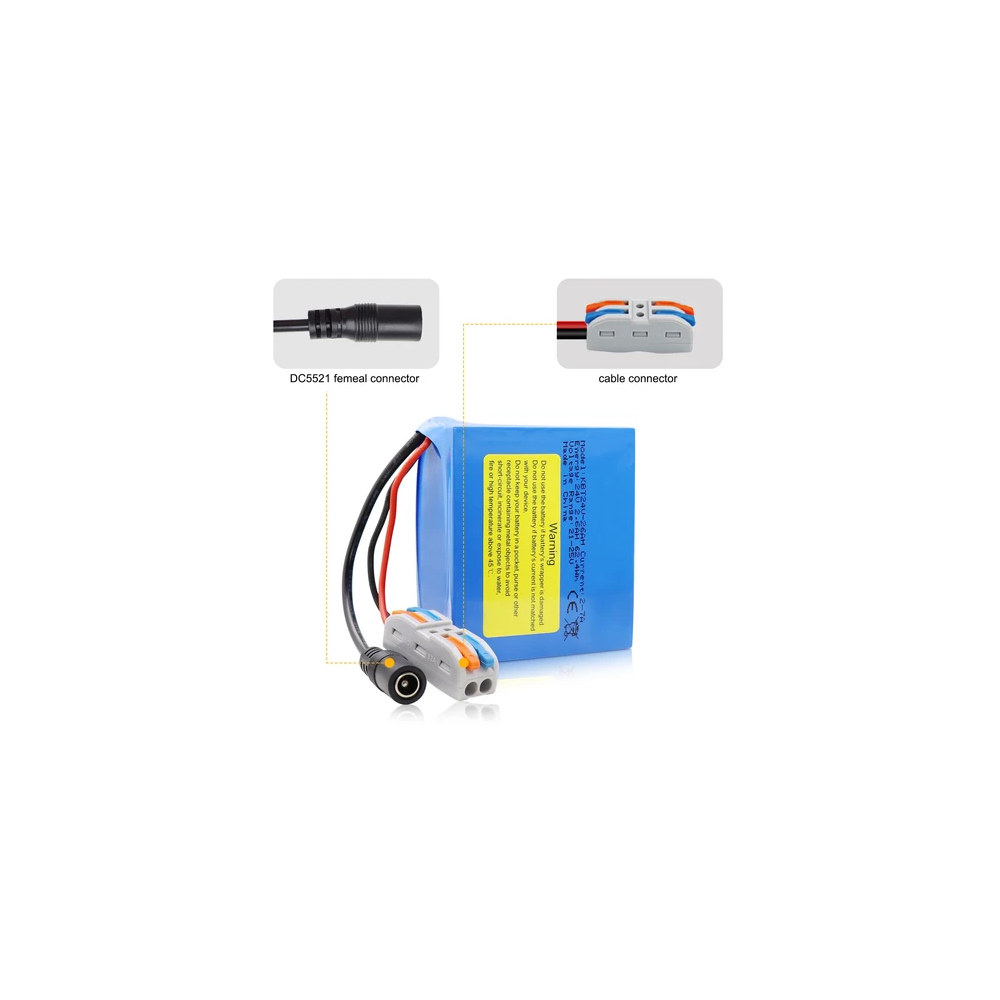 24V 2.6Ah Rechargeable Lithium Replacement Battery with Charger, Charging Cable, Cable Connector