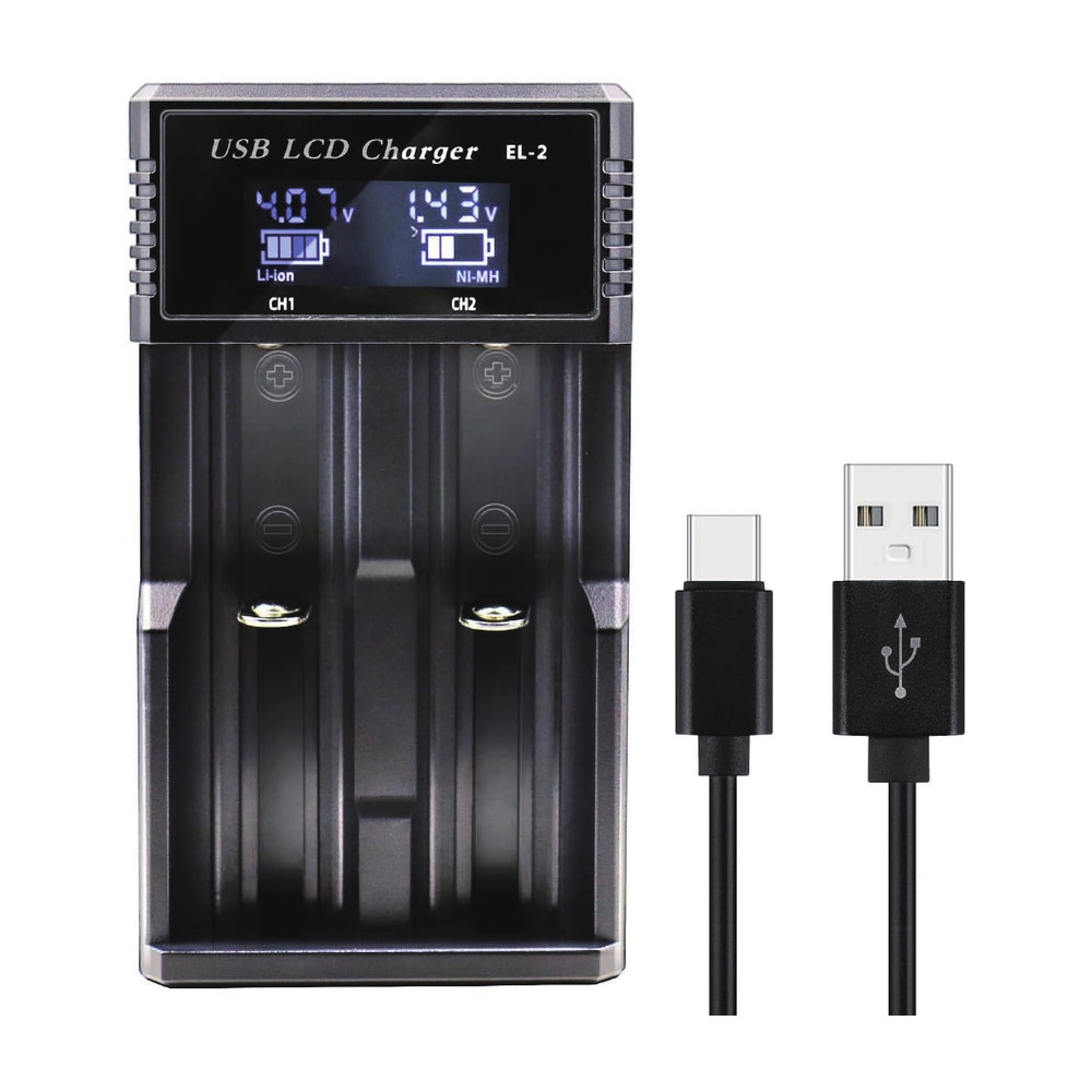KBT123-C01 USB LCD Two-Slot Li-ion and NI-MH Ba...