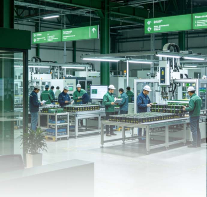 Workers on the battery production line