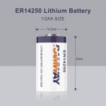 3.6V 1200mAh ER14250 Li-SOCl2 1/2 AA Long-life Battery for Sensors and Security Systems